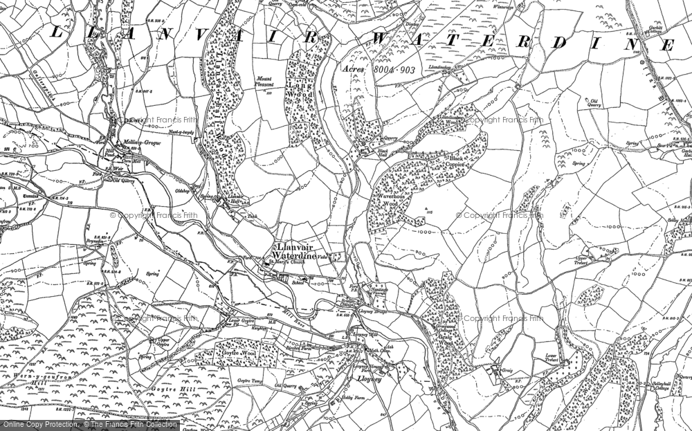 Old Map of Llanfair Waterdine, 1887 in 1887