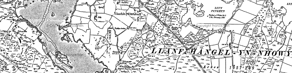 Old map of Ynys-las in 1887
