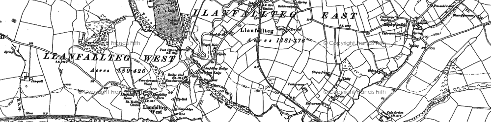 Old map of Llanfallteg in 1887
