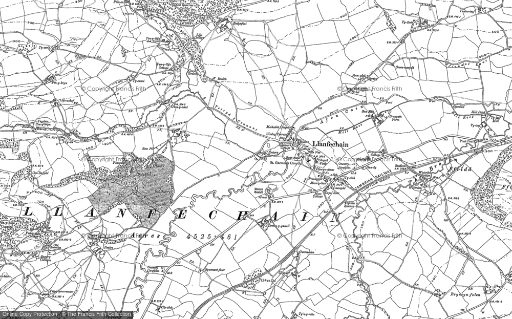 Old Map of Historic Map covering Bodynfoel in 1900