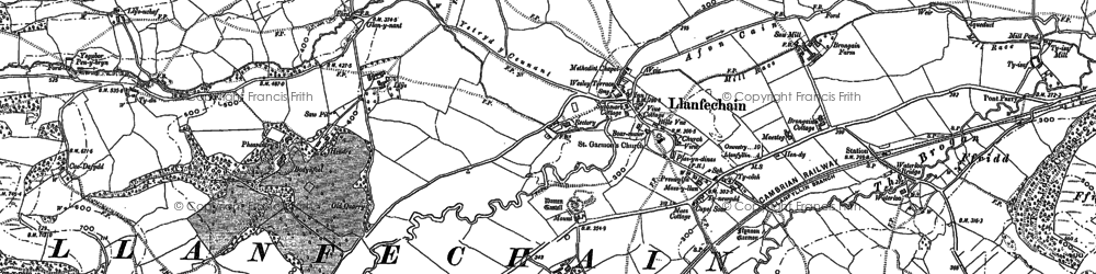 Old map of Llanfechain in 1900