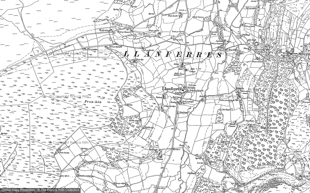 Old Map of Llanferres, 1898 - 1910 in 1898