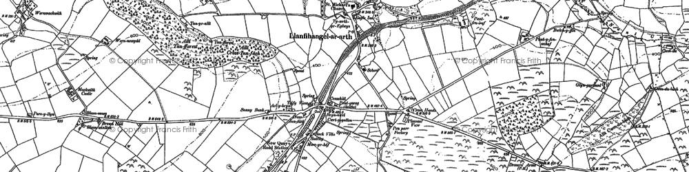 Old map of Llanfihangel-ar-arth in 1887