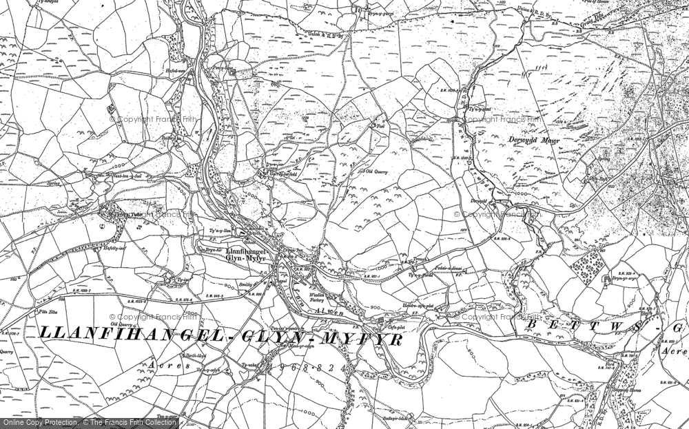 Old Map of Historic Map covering Bryn Eryr in 1899