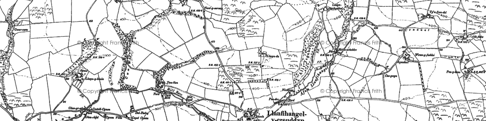 Old map of Llanfihangel-y-Creuddyn in 1886