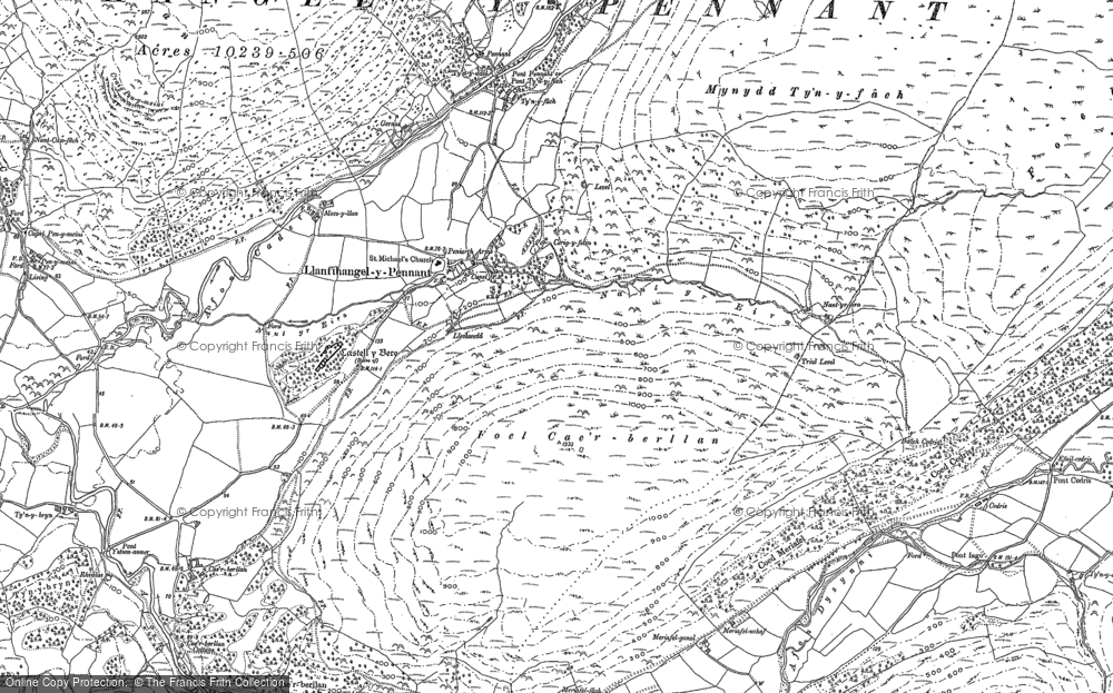 Old Map of Historic Map covering Afon Cadair in 1900
