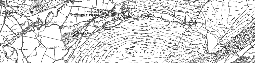 Old map of Afon Cadair in 1900