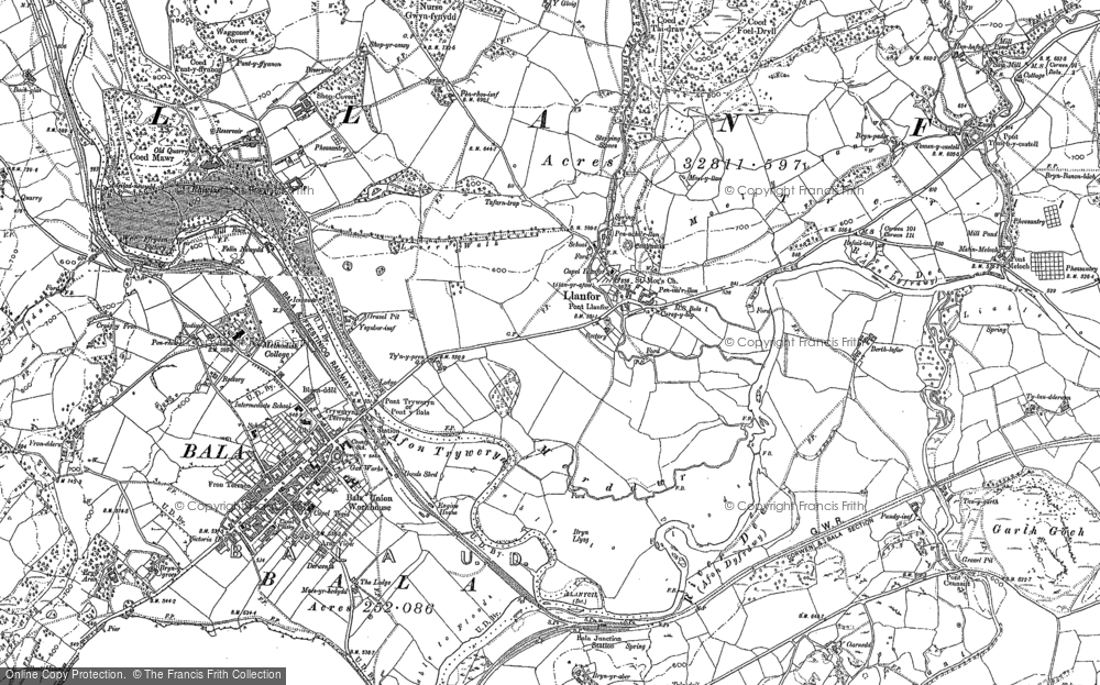 Old Map of Llanfor, 1886 in 1886