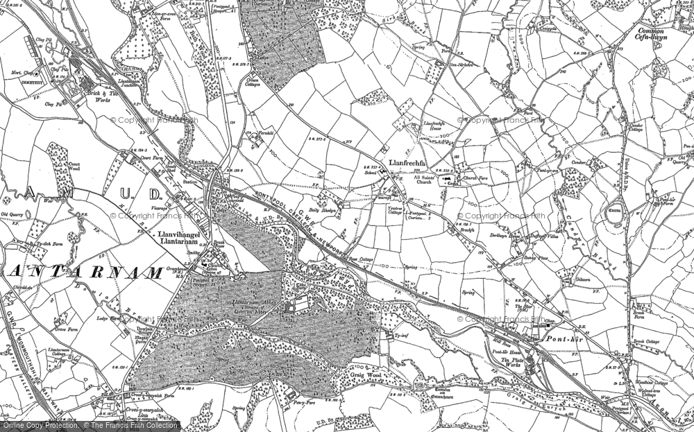 Old Map of Llanfrechfa, 1899 - 1900 in 1899