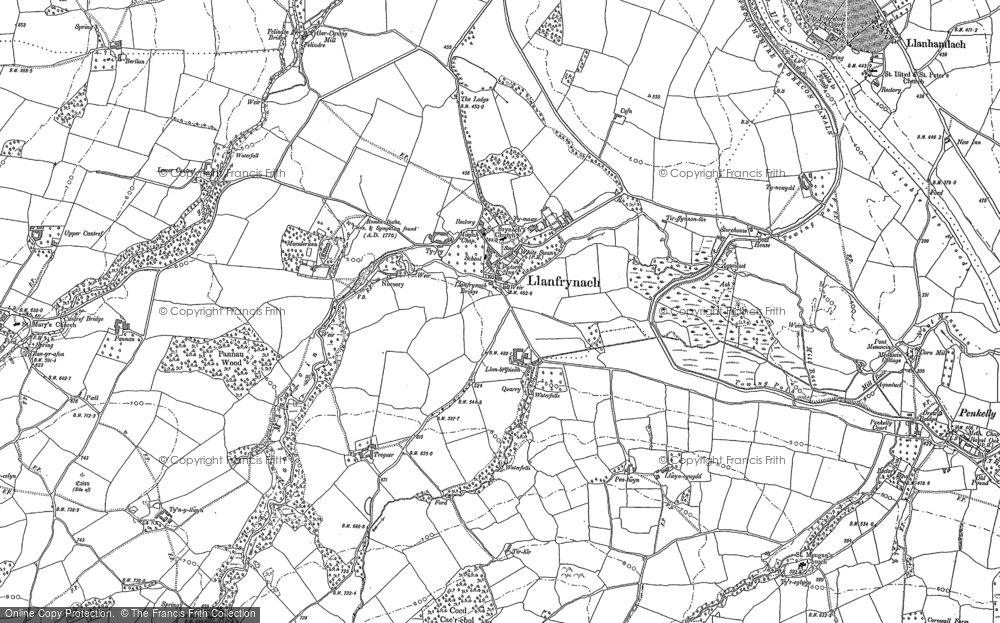 Old Map of Historic Map covering Afon Cynrig in 1886