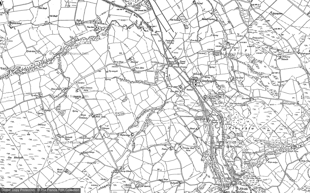 Old Map of Historic Map covering Bryn Common in 1898