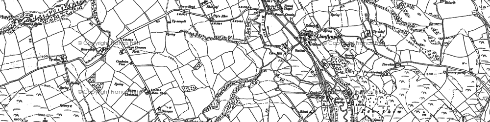 Old map of Llanfynydd in 1898