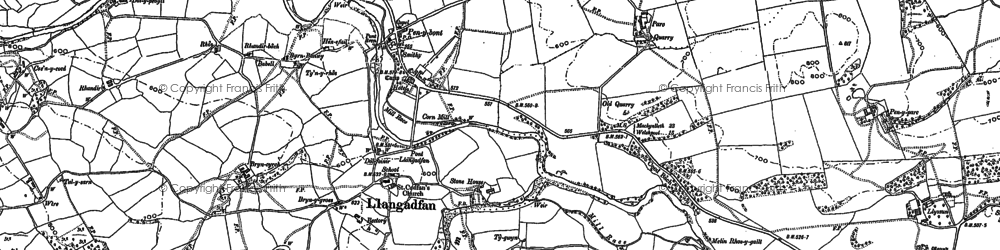 Old map of Llangadfan in 1885