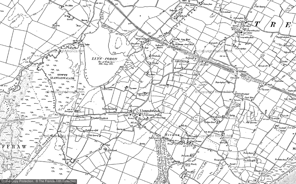 Old Map of Llangadwaladr, 1888 - 1899 in 1888