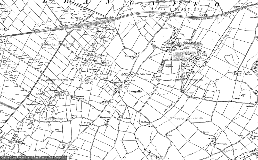 Old Map of Llangaffo, 1899 in 1899