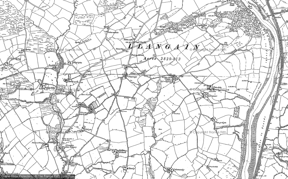 Old Map of Historic Map covering Ystradwalter in 1887
