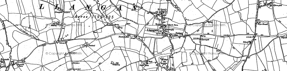 Old map of Llangan in 1897
