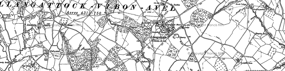 Old map of Llangattock-Vibon-Avel in 1900