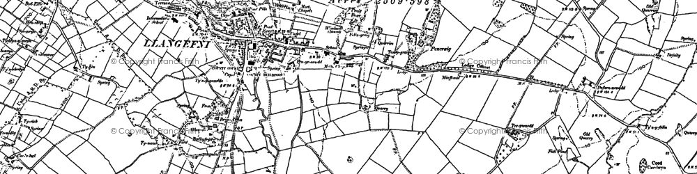 Old map of Llangefni in 1887