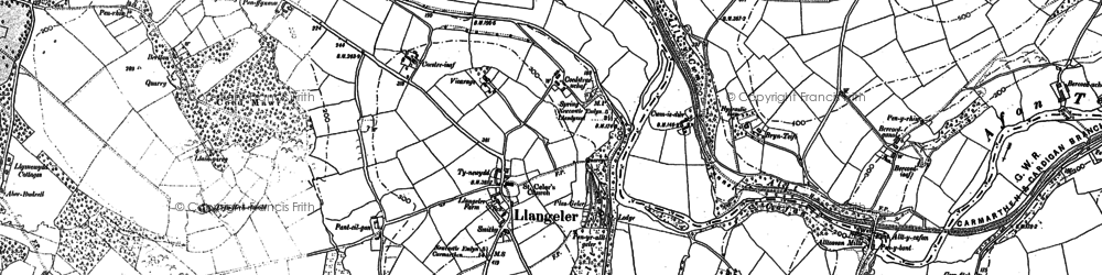 Old map of Llangeler in 1887