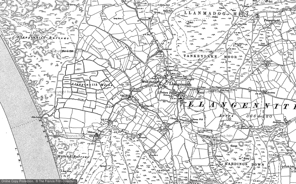 Old Map of Llangennith, 1896 in 1896