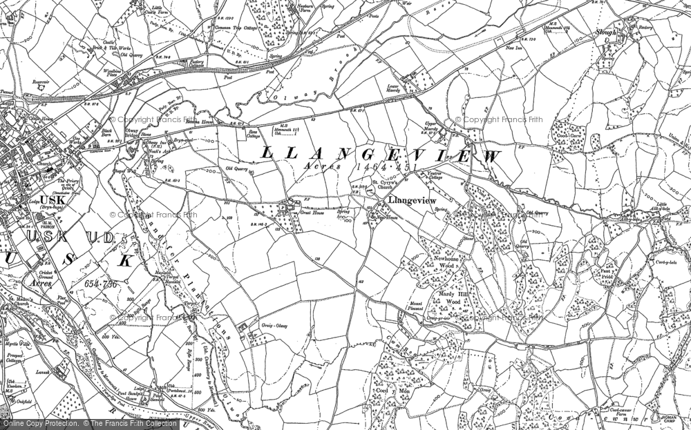 Old Map of Llangeview, 1899 - 1900 in 1899
