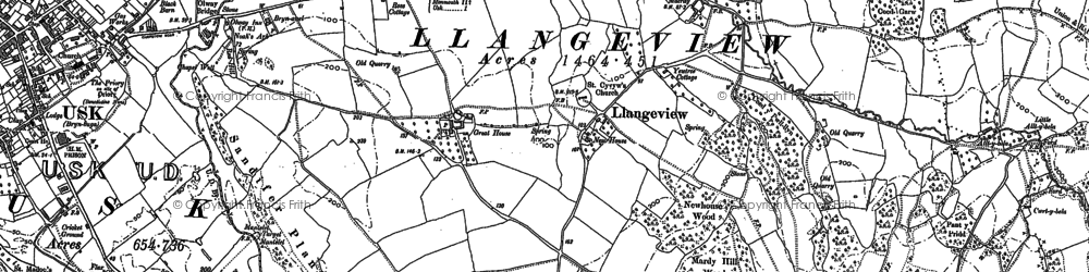Old map of Llangeview in 1899