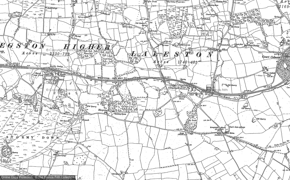 Old Map of Historic Map covering Cefn Cross in 1897
