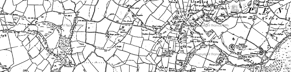 Old map of Llangoed in 1888