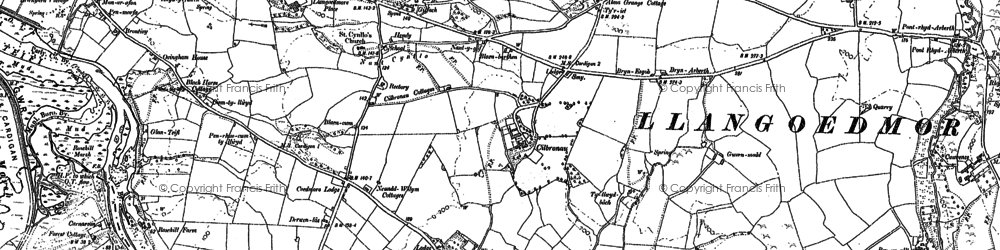 Old map of Llangoedmor in 1904