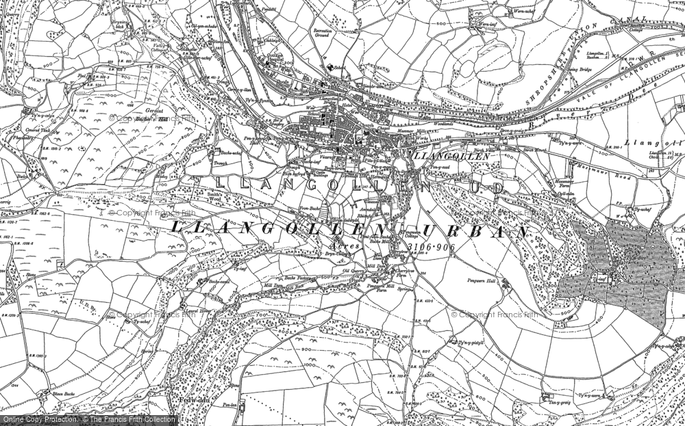 Old Map of Llangollen, 1909 - 1910 in 1909