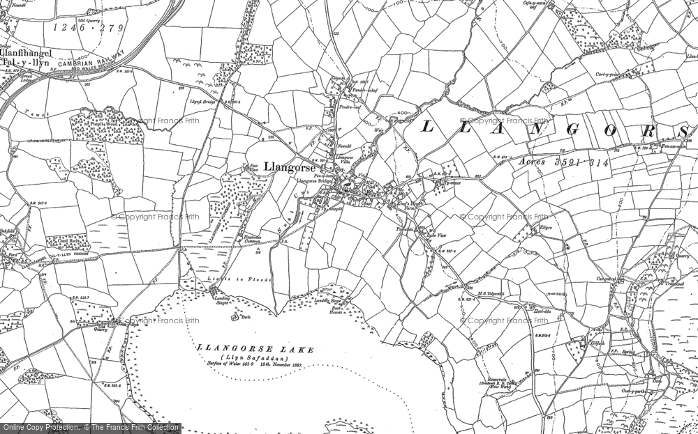 Old Map of Llangors, 1886 in 1886