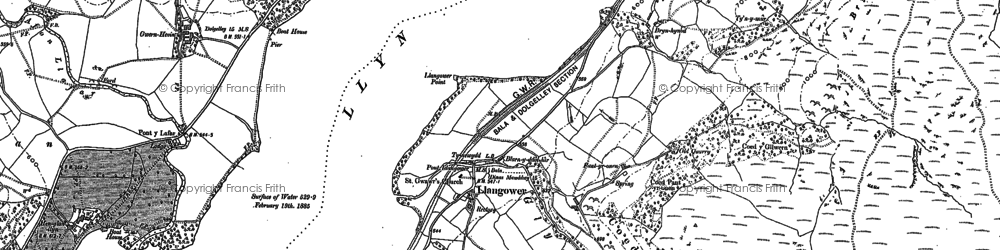 Old map of Llangower in 1877
