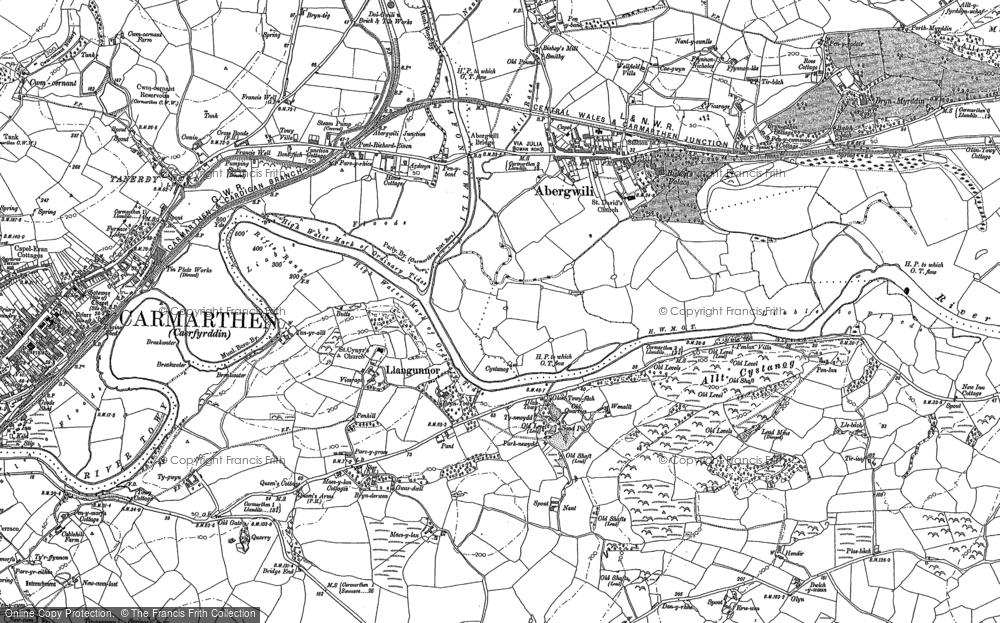 Old Map of Llangunnor, 1886 - 1887 in 1886
