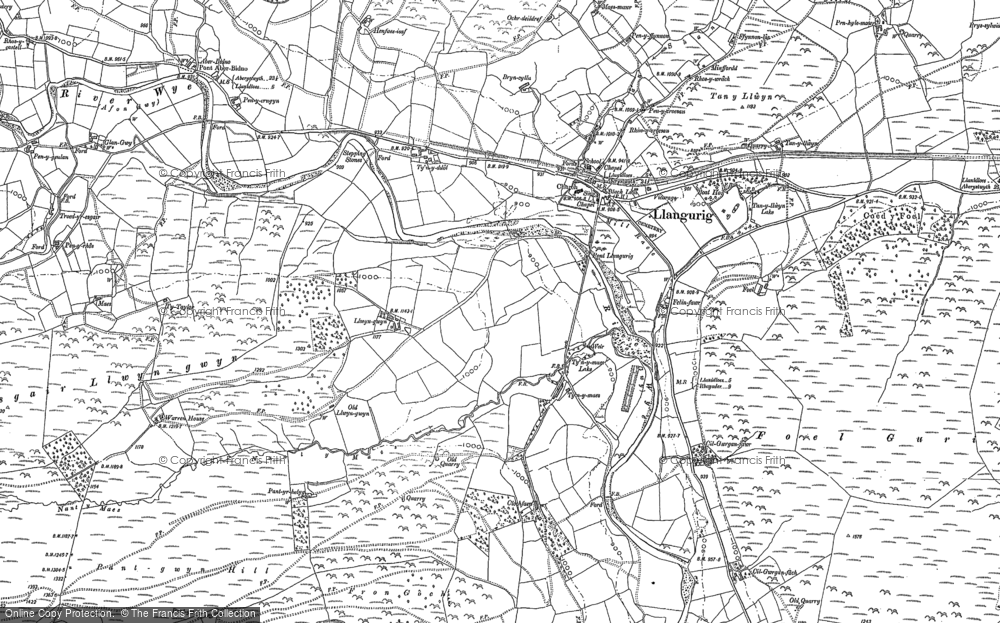 Old Map of Historic Map covering Bryn Blaen-y-glyn in 1875