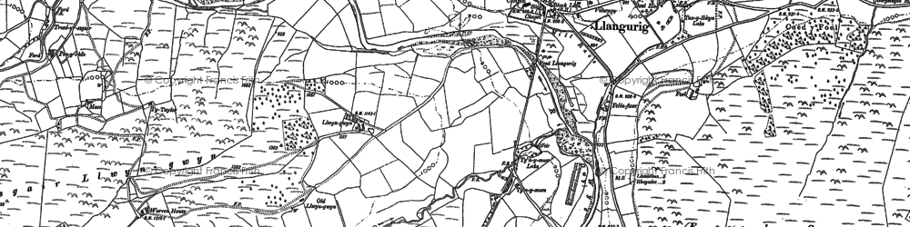 Old map of Llangurig in 1875