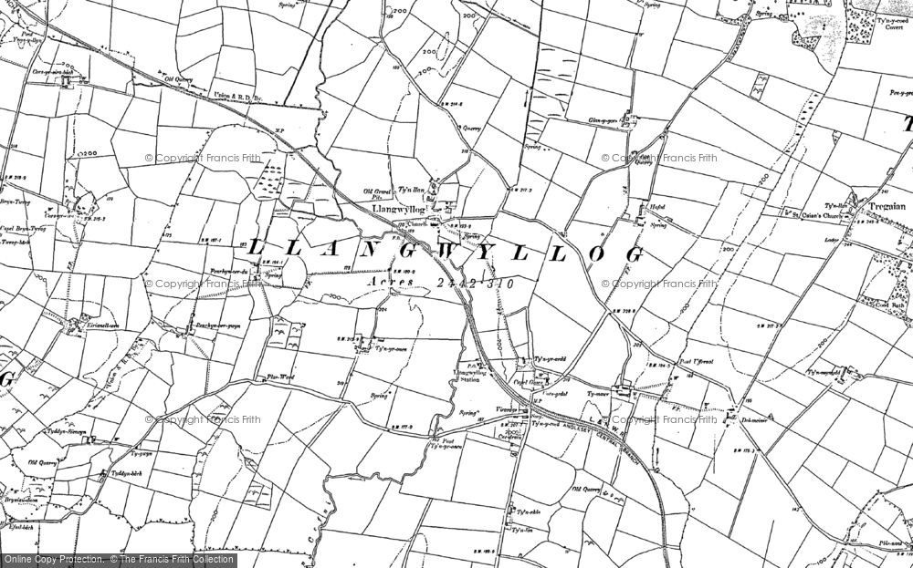 Old Map of Llangwyllog, 1887 - 1888 in 1887