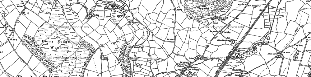 Old map of Llangybi in 1887