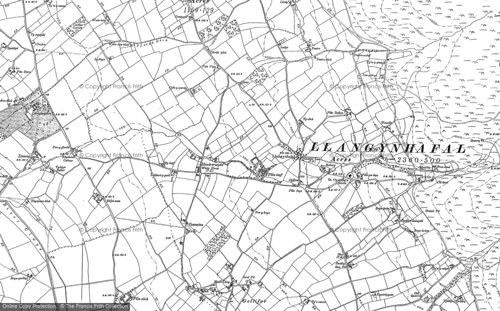Old Map of Historic Map covering Bryn-bedw in 1910
