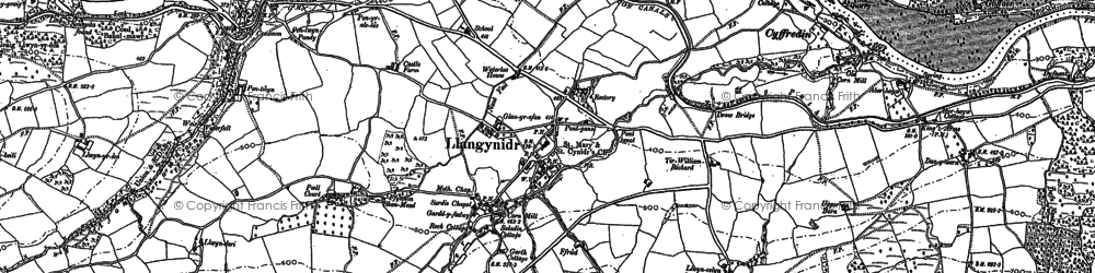 Old map of Llangynidr in 1885