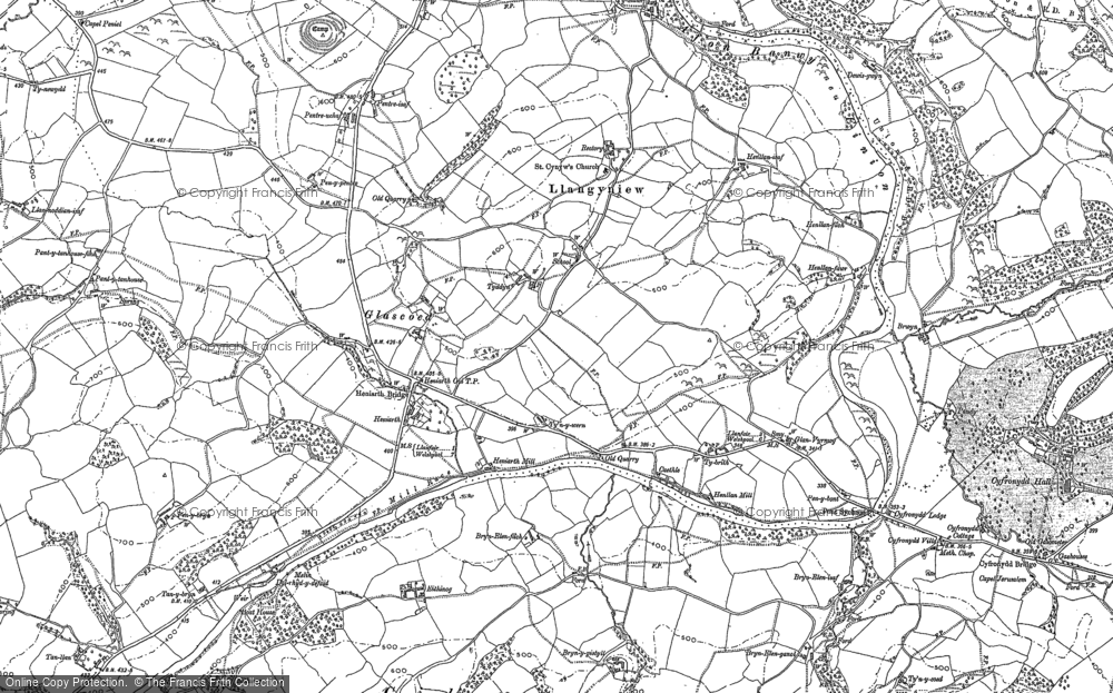 Old Map of Llangyniew, 1885 in 1885