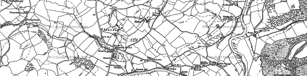 Old map of Llangyniew in 1885