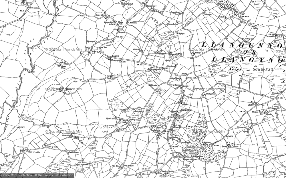 Old Map of Llangynog, 1887 in 1887