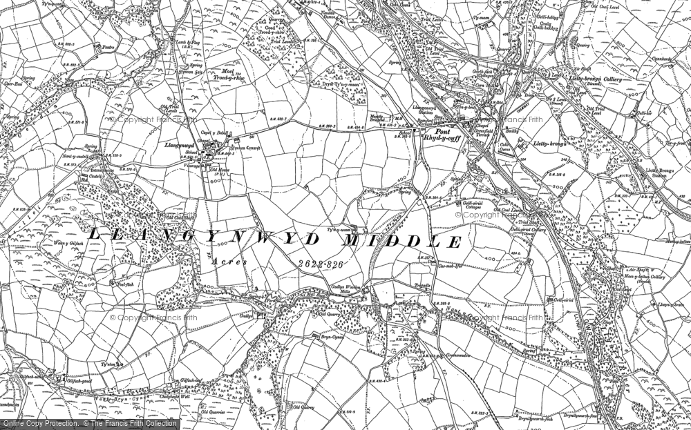 Old Map of Historic Map covering Brynllywarch in 1897