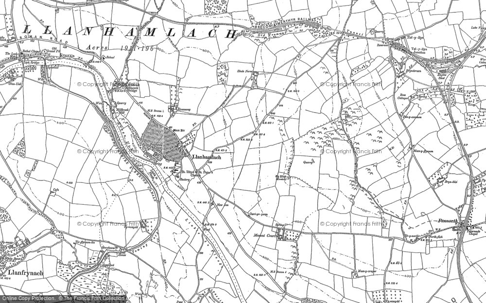 Old Map of Llanhamlach, 1886 - 1887 in 1886