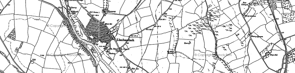Old map of Llanhamlach in 1886