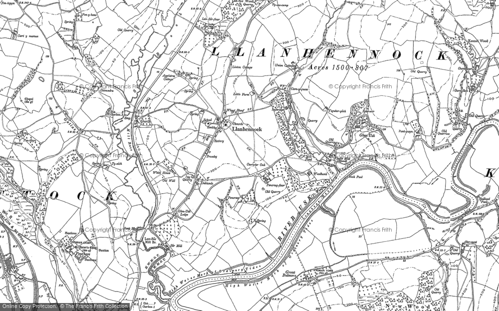 Old Map of Llanhennock, 1900 in 1900