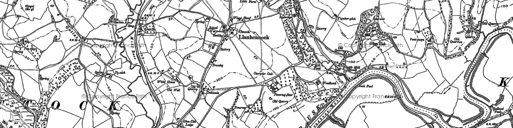Old map of Llanhennock in 1900