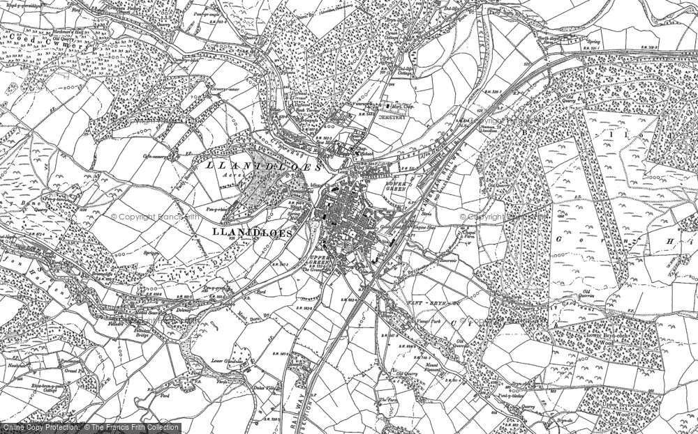 Old Map of Llanidloes, 1885 - 1901 in 1885