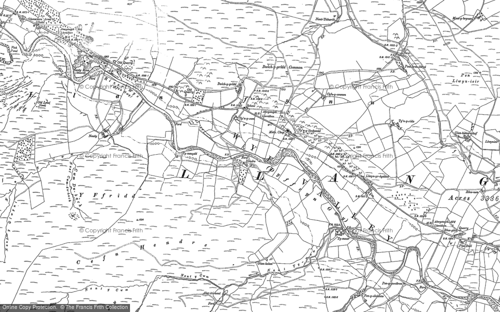 Old Map of Historic Map covering Afon Bidno in 1885